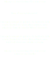 Mixage et mastering d'un morceau Jour d'enregistrement** Enregistrement de pistes de batterie à la carte (envoi de trois alternatives, non mixées) dans le studio Wood Records Enregistrement de pistes de batterie à la carte (envoi de trois alternatives, non mixées) dans un studio externe Mixage et mastering d'un morceau externe au studio
